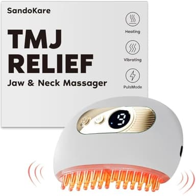 SandoKare TMJ Relief Products Jaw, TMJ Relief Massager, Vibration and Heating, Ergonomic Multi-Needle Design TMJ Massage Tool, Effective Jaw & Neck Pain, Grinding and Clenching Teeth Relief (White)