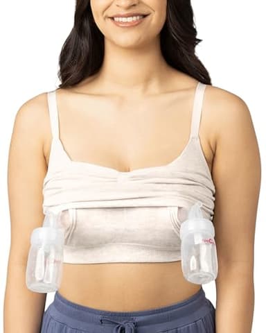 Kindred Bravely Sublime Sleep Pumping Bra Hands Free, Adjustable Pumping & Nursing Bra with EasyClip for All Breast Pumps (Oatmeal Heather, Medium)