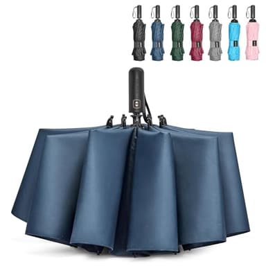 G4Free 42/46/54/62 Inch Large Golf Umbrella Compact Reverse Travel Umbrella 10 Ribs Windproof for Rain Double Canopy Automatic Open Close