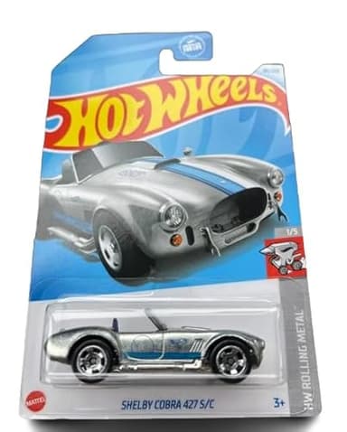 Hot Wheels Shelby Cobra 427 S/C 1/5 Scale Diecast Car, Silver/Blue