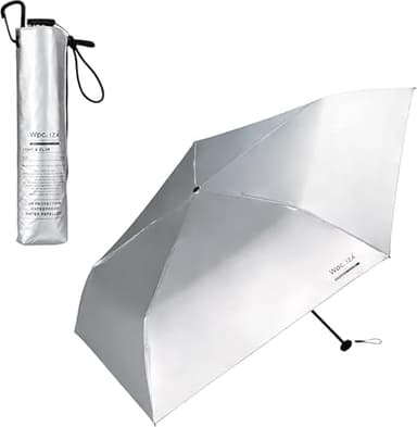 W.P.C. IZA Light & Slim Parasol, Folding Umbrella, Fully Blackout, For Both Sunny and Rainy Days, UV Rays, Unisex, Men's, Women's, Large, Lightweight, Water Repellent za007 (silver)