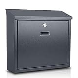 xydled Mail Boxes with Key Lock,Locking Mailbox Wall Mounted, Large Capacity, Galvanized Steel Cover Metal Postbox for House, 14 X 12.5 X 4.25 Inch, Grey