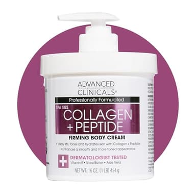 Advanced Clinicals Collagen Peptides Body Lotion & Face Moisturizer | Peptide Infused Collagen Lotion For Women & Men Helps Improve Look Of Crepey Skin, Wrinkles, & Uneven Dry Skin Texture, 16 Ounce