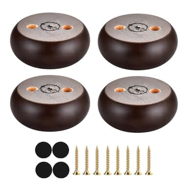Michanco 30MM Furniture Legs 1 Inch Set of 4,Round Short Replacement Wood Bun Feet for Couch Sofa Ottoman Screw in Espresso