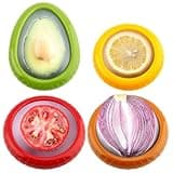 T-Raputa Avocado Saver and Tomato Holder - Set of 4 Reusable Storage Containers for Fridge - Ideal for Garlic, Onions, Lemons, and Potatoes