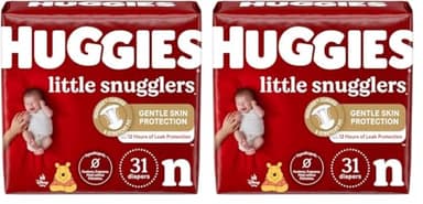 Huggies Little Snugglers Baby Diapers, Size Newborn (up to 10 lbs), 31 Ct, Newborn Diapers (Pack of 2)
