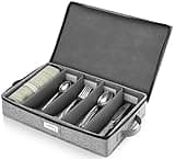 Flatware Storage Case with 5 Adjustable Compartments - Tableware Utensil Chest with Carrying Handles - Protects and Organizes Cutlery and Silverware - Hard Shell and Stackable