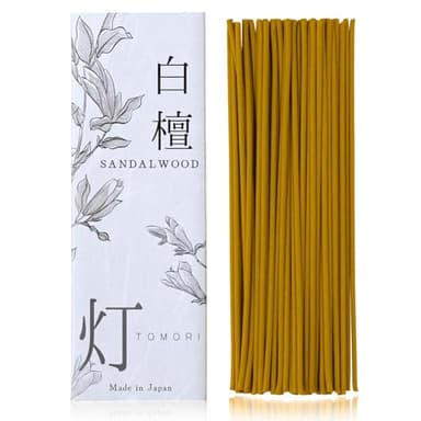Sandalwood Premium Japanese Incense Sticks 60sticks Coreless Low Smoke Natural Charcoal Free Non Toxic Temple Kyoto Aroma Aromatherapy Meditation Calming Stress Relief Relaxation Yoga Zen TOMORI