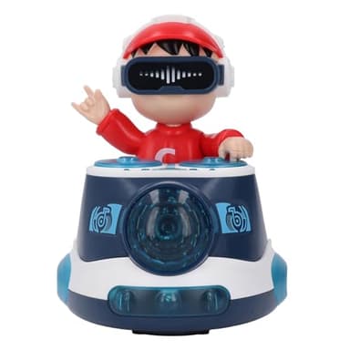 DJ Bouncing Beat Rock Boy Dancing Toy Music Flashing Light Universal Wheel Automatic Movement DJ Toy for Toddlers (Blue)