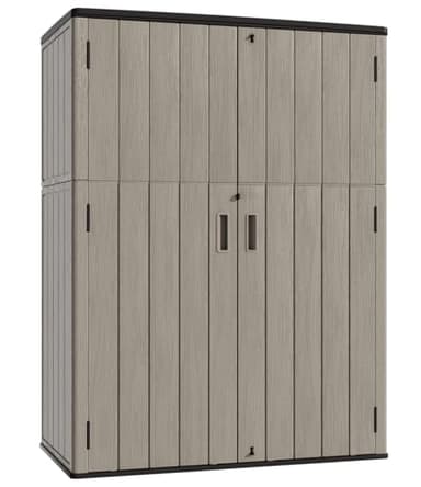 KINYING Outdoor Storage Shed,57 Cu.ft Vertical Outdoor Storage Cabinet Waterproof, Outdoor Resin Tool Shed for Patio Furniture, Garden Tools, Pool Accessories, Lawn Mower(Coffee Color)