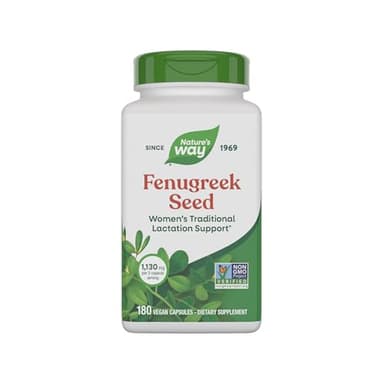 Nature's Way Fenugreek Seed Supplement, Fenugreek for Traditional Breastfeeding Lactation Support*, Non-GMO Project Verified, Vegan, 180 Capsules (Packaging May Vary)