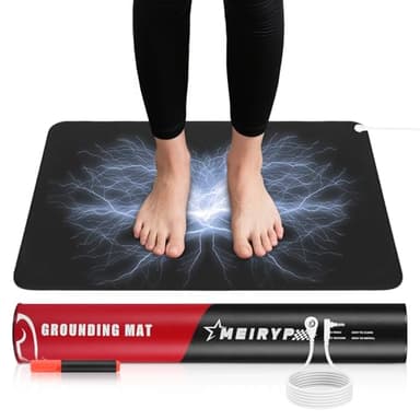 Polfeite Professional Grounding Mat with Carbon Fiber Technology | 24"x16" Indoor Earthing Pad + 15ft Medical-Grade Cord | Cellular Energy Renewal & Inflammation Support