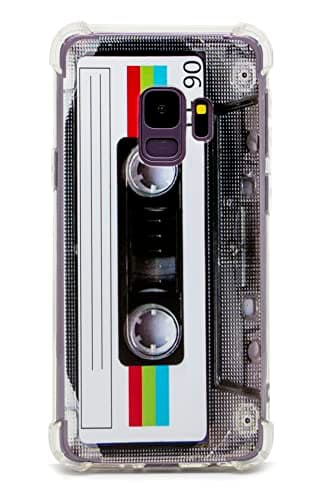 FAteamll Case for Galaxy S9 with Reinforced Corners TPU Soft Bumper Retro Cassette Tape Case Compatible with Samsung Galaxy S9