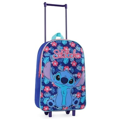 Disney Stitch Girls Suitcase, Foldable Trolley Bag 15.35” x 10.63” x 3.94”