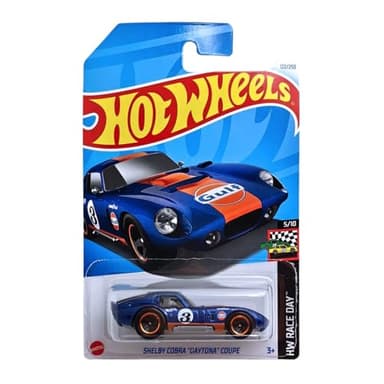 Hot Wheels - Shelby Cobra Daytona Coupe - HW Race Day 5/10 - HTF10 - Short Card - Gulf Design - Good Year - Mattel 2024-1:64