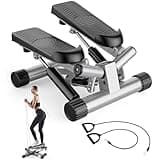 Sweetcrispy Mini Stair Twist Steppers with Resistance Bands for Exercise at Home, Portable Sport Machine for Full Body Workout, 265LBS Capacity,New Grey