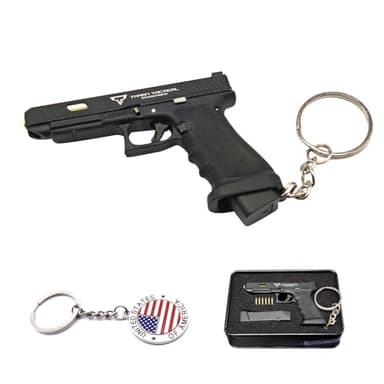 OPYLO Mini Gun Keychain, Tiny Keychains Guns Shape Pendant, Pistol Shape Key Chain, Novelty Keychain, Cool Keychains for Men（black）