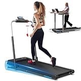 WELLFIT Folding Treadmills with10% Incline, Under Desk Walking Pad 340+ LBS Weight Capacity, Treadmill for Home Office with Handle Bar, 3 in 1 Smart Treadmill Work with ZWIFT KINOMAP No Assembly