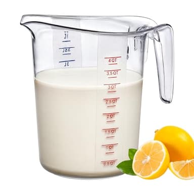 Amazing Abby - Melissa - 128-Ounce Plastic Measuring Pitcher (1-Pack), 16-Cup (4-Quart) Food-Grade Measuring Jug, Unbreakable, Stackable, Dishwasher-Safe, Great for Oil, Vinegar, Flour, and More
