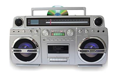TechPlay Monster S 1980S-Style Boom Box CD Player, Cassette Player/Recorder, AM/FM, USB, Bluetooth Speaker with Built-in Rechargeable Battery…