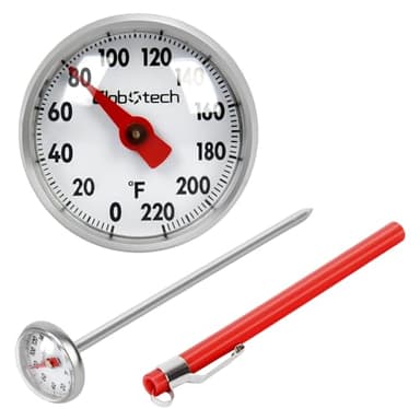 Kitchen Food-Cooking Meat Coffee Thermometer – Pocket Espresso Thermometer for Milk Foam Frothing Chocolate Water Temperature Stainless Steel 1" Dial 5" Long Stem