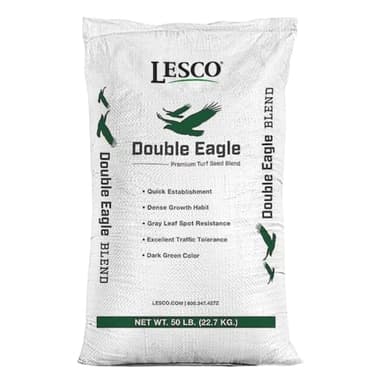 Lesco Double Eagle Rye Grass Seed - (50 lbs.) Used for Overseeding Bermuda Grass. 100% Turf-Type Perennial ryegrass-3 Varieties ***Non-Returnable***