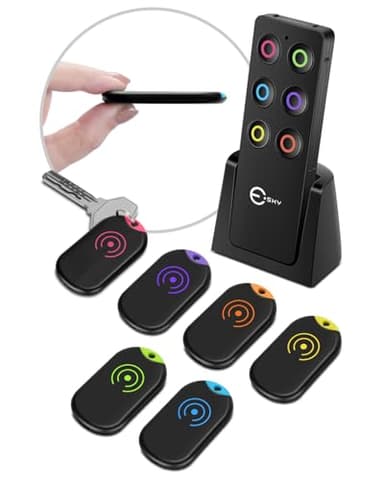 Esky Ultra Slim Key Finder, Remote Finders Locator with 80dB Sound and 6 Receivers, Wallet Tracker and Item Locators Beeper Tags for Finding Key, TV Remote, Wallet, Pets and Phone, Gifts for Women