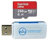 SanDisk 256GB Ultra Micro SD Memory Card Class 10 Works with Garmin Series Mini, 56, 66W Dash Camera (SDSQUAR-256G-GN6MN) Bundle with (1) Everything But Stromboli SD & MicroSD Card Reader