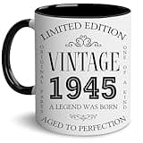 GLAKEUN 80th Birthday Gifts For Men, Women - 80th Birthday Gift Ideas - 80 Year Old Birthday Gifts For Him, Her - Gifts For 80th Birthday - 80th Birthday Decorations Gift - 1945 Vintage Coffee Mug