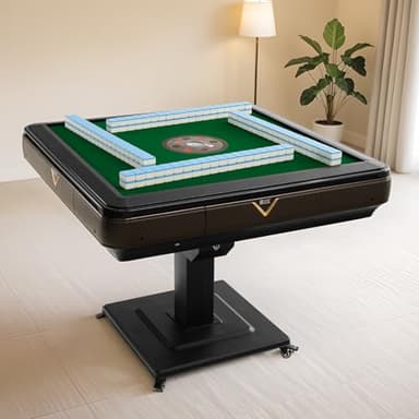 Cavevine Automatic Mahjong Table Foldable with Wheels - 2 Sets of 42mm Numbered 152 Tiles - Electric Mahjong Table Shuffler for Chinese, American, Filipino Home Game
