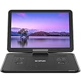 17.5" Portable DVD Player with 15.6" Large HD Screen, 6 Hours Rechargeable Battery, Support USB/SD Card/Sync TV and Multiple Disc Formats, High Volume Speaker,Black