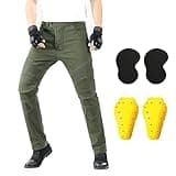 Men's Motorcycle Riding Pants Motocross Denim Jeans with CE Knee & Hip Removable Armor for Adventure Motorbike Riding Army Green