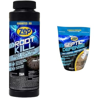 Zep Root Kill, Granular Formula + Septic Defense System Treatment Dissolvable Packs - Safe for Pipes and All Septic Tanks , Brown