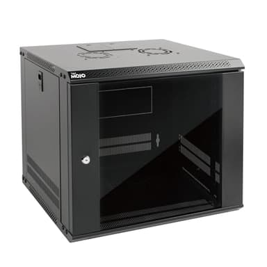 Tecmojo 9U Wall Mount Server Cabinet IT Network Rack Enclosure Lockable Door and Side Panels Black,Cooling Fan, Glass Door, 17.7inch Depth,for 19” IT Equipment, A/V Devices