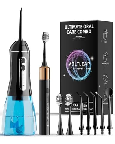 Electric Toothbrush with Water Flosser for Teeth, Sonic Electric Toothbrush and Electric Floss for Adults and Kids, Water Dental Picks, Cleaning and Flossing Dental Care, Waterproof