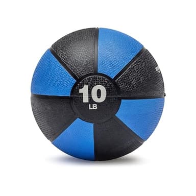 Amazon Basics Weighted Medicine Ball for Core Strength, Strength Training, Full-Body Workouts and Balance Exercises, 10 Pounds, Blue/Black, 9.3 inches