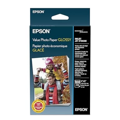Epson Value Photo Paper Glossy, 4"x6", 100 Sheets (S400034)