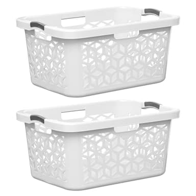EconoHome Laundry Basket - Large 2 Bushel Laundry Basket with Handles - Stackable Plastic Hamper for Dirty Clothes - Storage Bin & Organizer for Bathroom, Bedroom - White, 70.5L Capacity – Heavy Duty