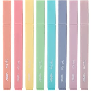 Mr. Pen- Aesthetic Cute Pastel Highlighters Set, 8 pcs, Chisel Tip, Candy Colors, No Bleed Bible Assorted Colors