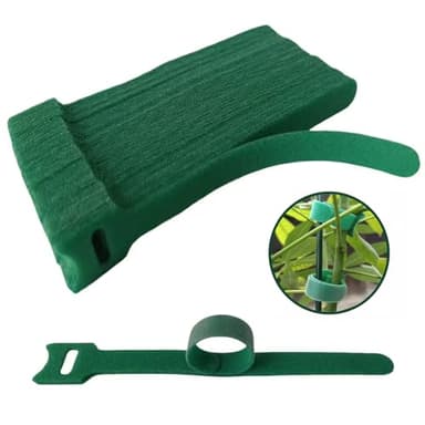 CHZKVOY, Green, Reusable, 100PCS, 6 - Inch Adjustable Anti - Slip Nylon Plant Ties & Straps Featuring Hook and Loop Fasteners - Optimal for Climbing Plants Support and Christmas Garland Ties