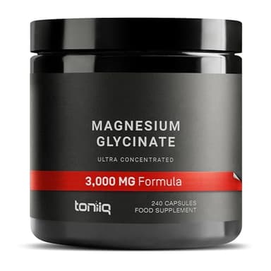 Toniiq 3,000mg Ultra High Strength Magnesium Glycinate - 20% Purified to Contain 600mg of Elemental Magnesium - Chelated and Bioavailable Magnesium Supplement - 240 Veggie Capsules