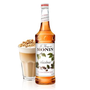 Monin - Hazelnut Syrup, Nutty Taste of Caramelized Hazelnut, Natural Flavors, Great for Mochas, Lattes, Smoothies, Shakes, and Cocktails, Non-GMO, Gluten-Free (750 ml)