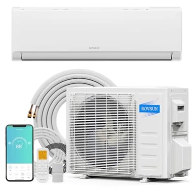 ROVSUN 9000 BTU Wifi Enabled Mini Split Air Conditioner & Heater with Inverter, 19 SEER2 Energy Saving 115V Ductless Split AC Unit with Pre-Charged Condenser, Heat Pump & Installation Kit