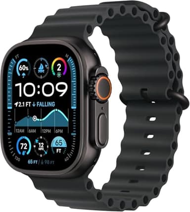 Apple Watch Ultra 2 (GPS + Cellular, 49MM) - Black Titanium Case with Black Ocean Band (Renewed)