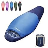 WKFAMOUT Cold Weather Mummy Sleeping Bag Flannel 0 Degree Winter Sleeping Bag Machine Washable Heavy Duty for Adults,Teenager with Compression Sack 4 Seasons for Camping Hiking Traveling