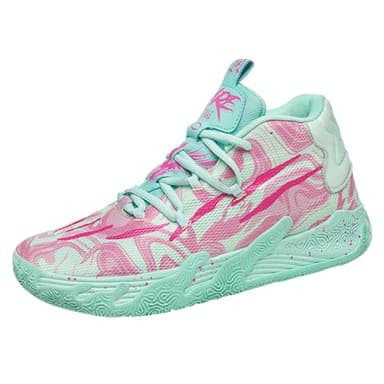 didopery Men's Lace Up High Top Basketball Shoes Chinese Style Breathable Non Slip Outdoor Sneakers Cushioning Workout Shoes for Fitness Training Athletic (Cyan,9.5)