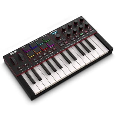 Akai Professional MPK Mini IV USB-C MIDI Keyboard Controller for Beginners and Producers - MPC Drum Pads, 360° Knobs, Pitch and Mod Wheels, Production Software, Native Instruments Sound Package, Black