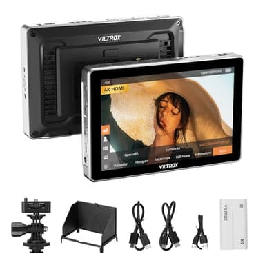 VILTROX 7 Inch Camera Field Monitor, Touchscreen Video Monitor External Camera Monitor Kit with Battery, 4K HDMI Input/Output On Camera Monitor with 3D LUT RGB Waveform Sunshade Hood (DC-L1)