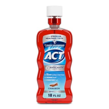 ACT Anticavity Zero Alcohol Fluoride Mouthwash 18 fl. oz., With Accurate Dosing Cup, Cinnamon (Pack of 1)