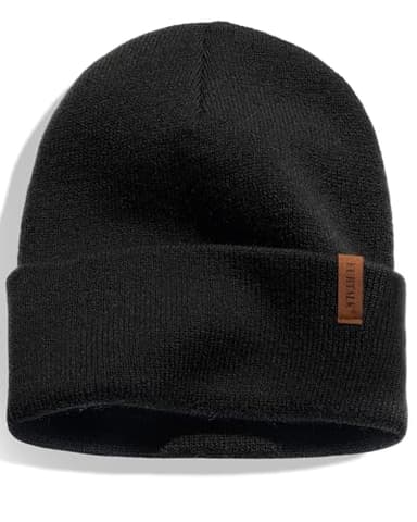 FURTALK Beanie for Men Women Cuffed Thick Knitted Unisex Winter Hat Beanies Skull Cap Gifts for Men Black
